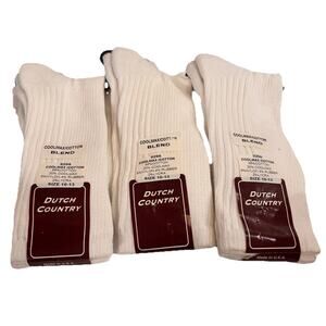 Vintage Mens Coolmax Crew Socks White USA 9266 Cotton Nylon Dutch Country New